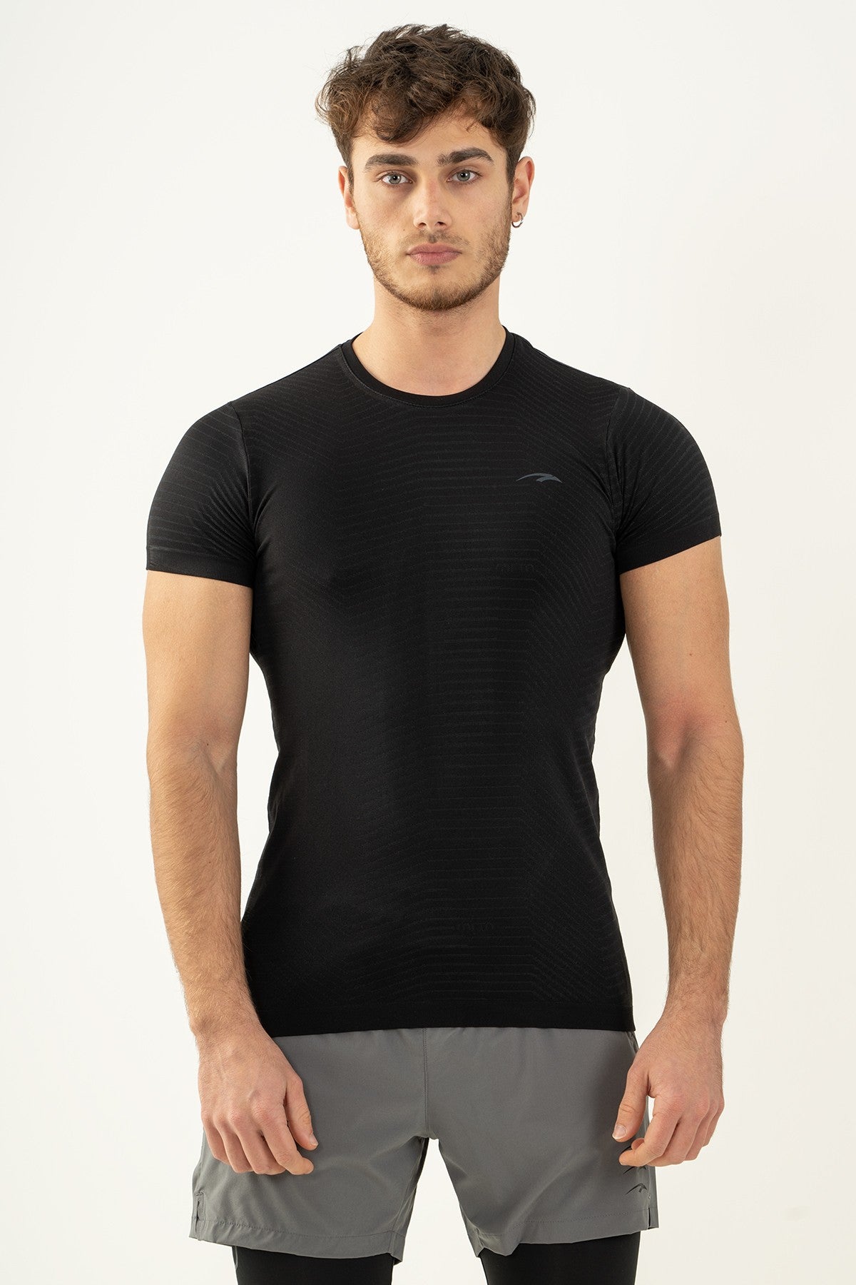 SlimFit Erkek Bisiklet Yaka Siyah T-shirt