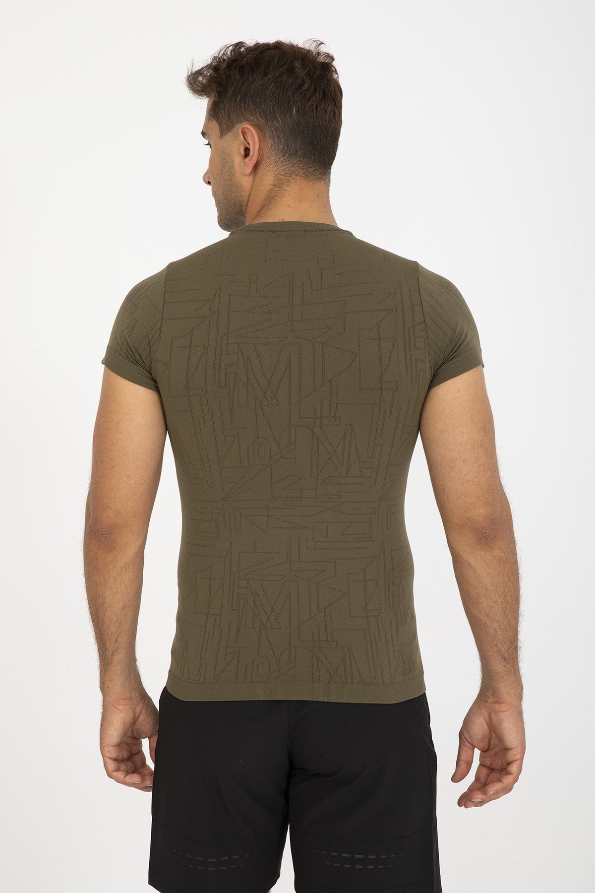 SlimFit Erkek Bisiklet Yaka Haki T-shirt