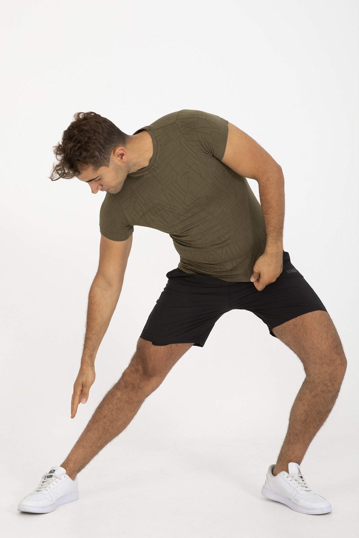 SlimFit Erkek Bisiklet Yaka Haki T-shirt
