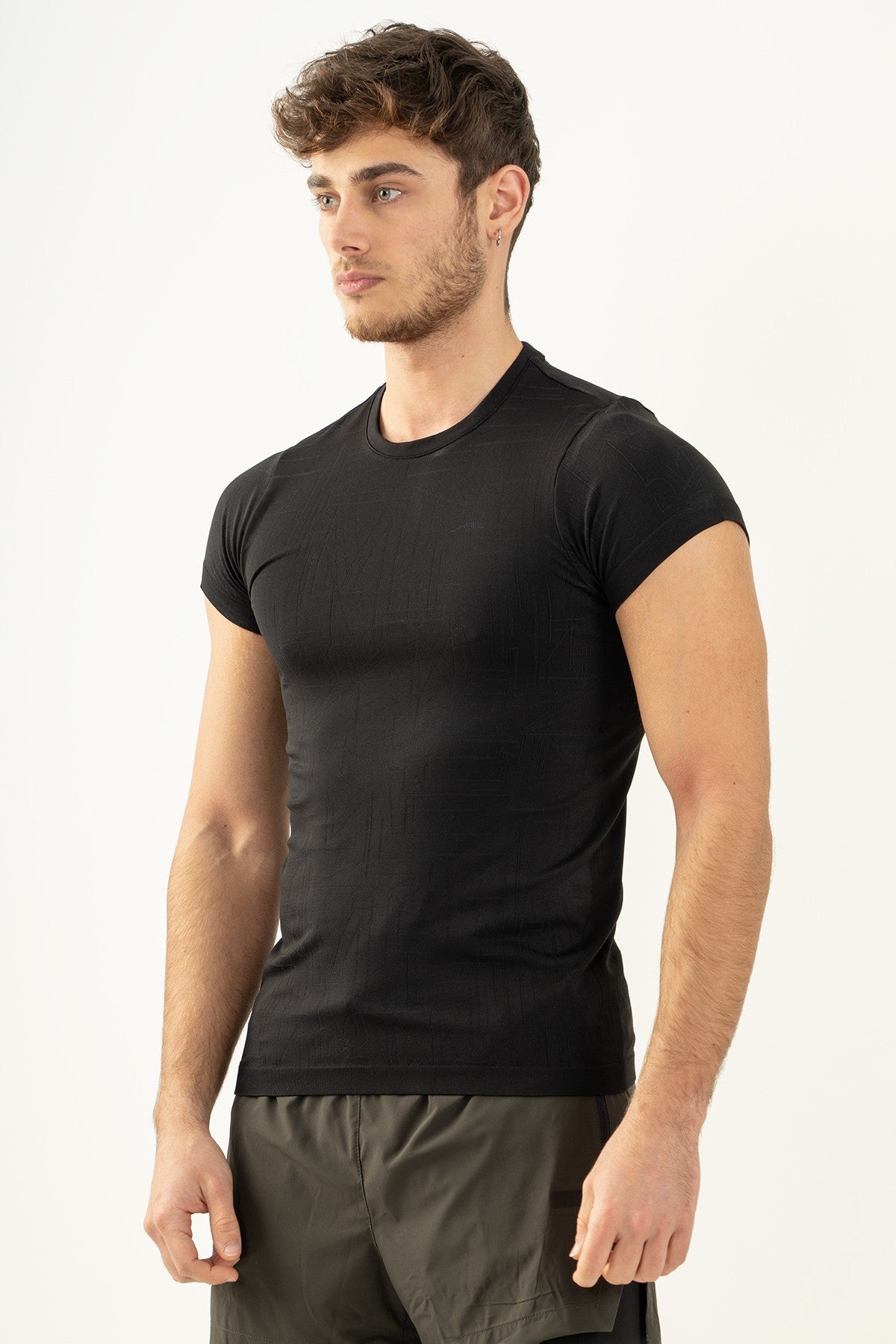 SlimFit Erkek Bisiklet Yaka Siyah T-shirt