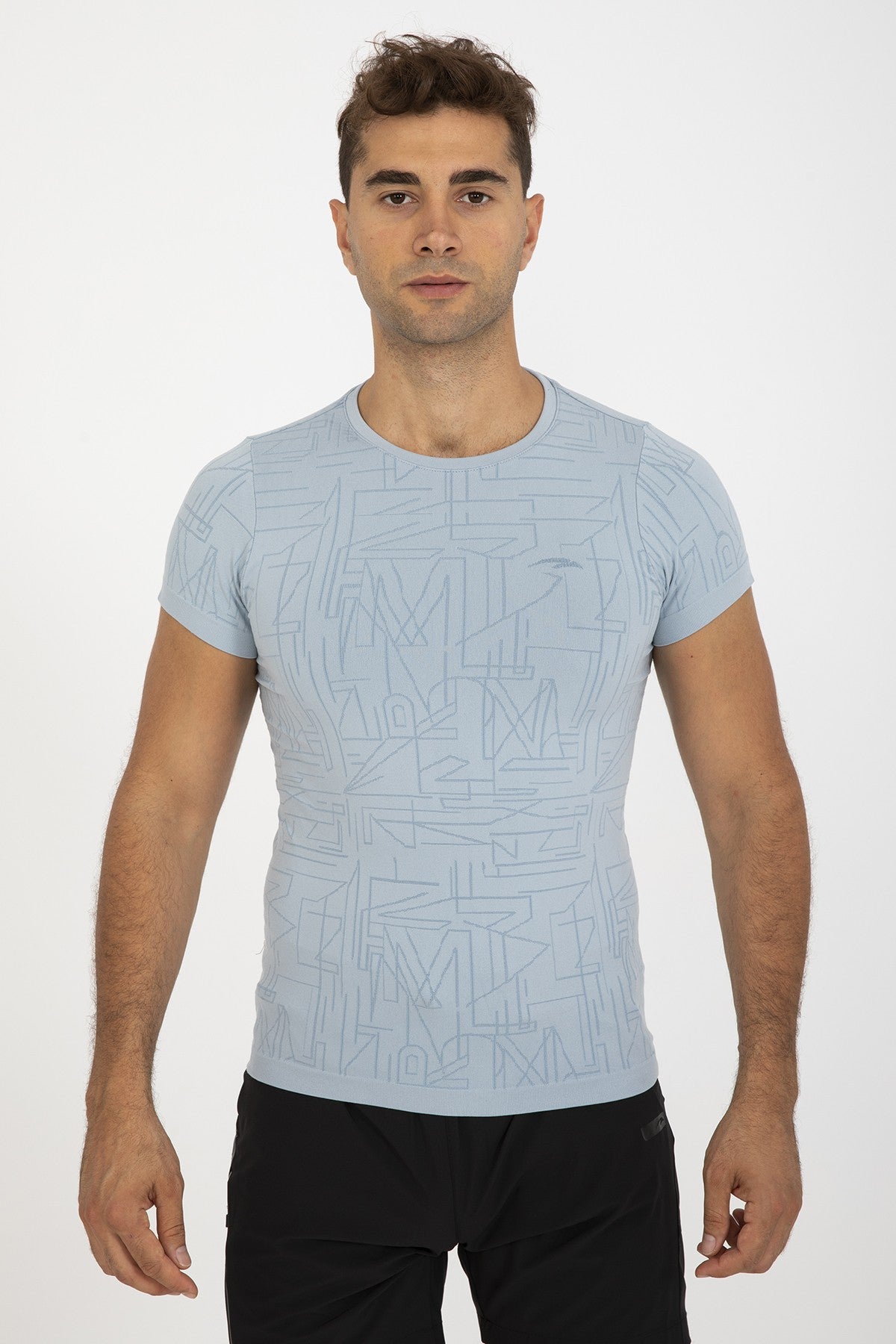 SlimFit Erkek Bisiklet Yaka Açık Mavi T-shirt