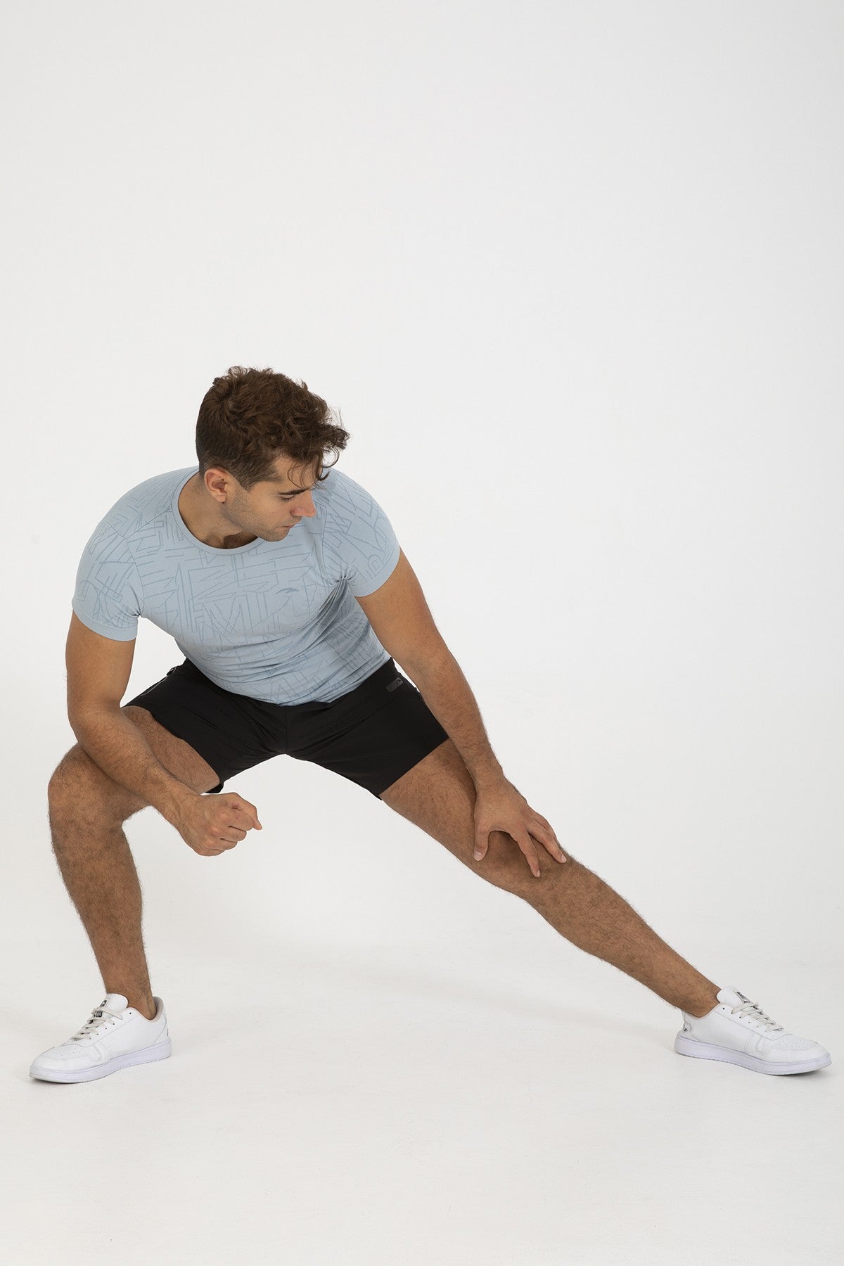 SlimFit Erkek Bisiklet Yaka Açık Mavi T-shirt