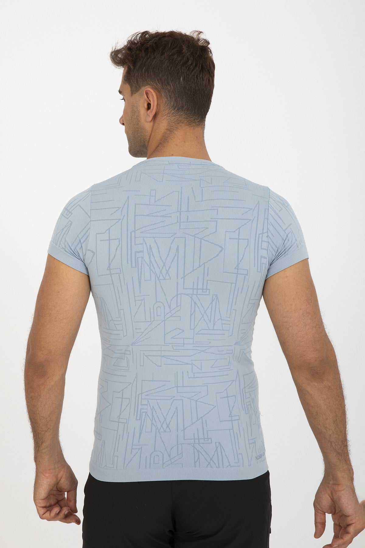 SlimFit Erkek Bisiklet Yaka Açık Mavi T-shirt