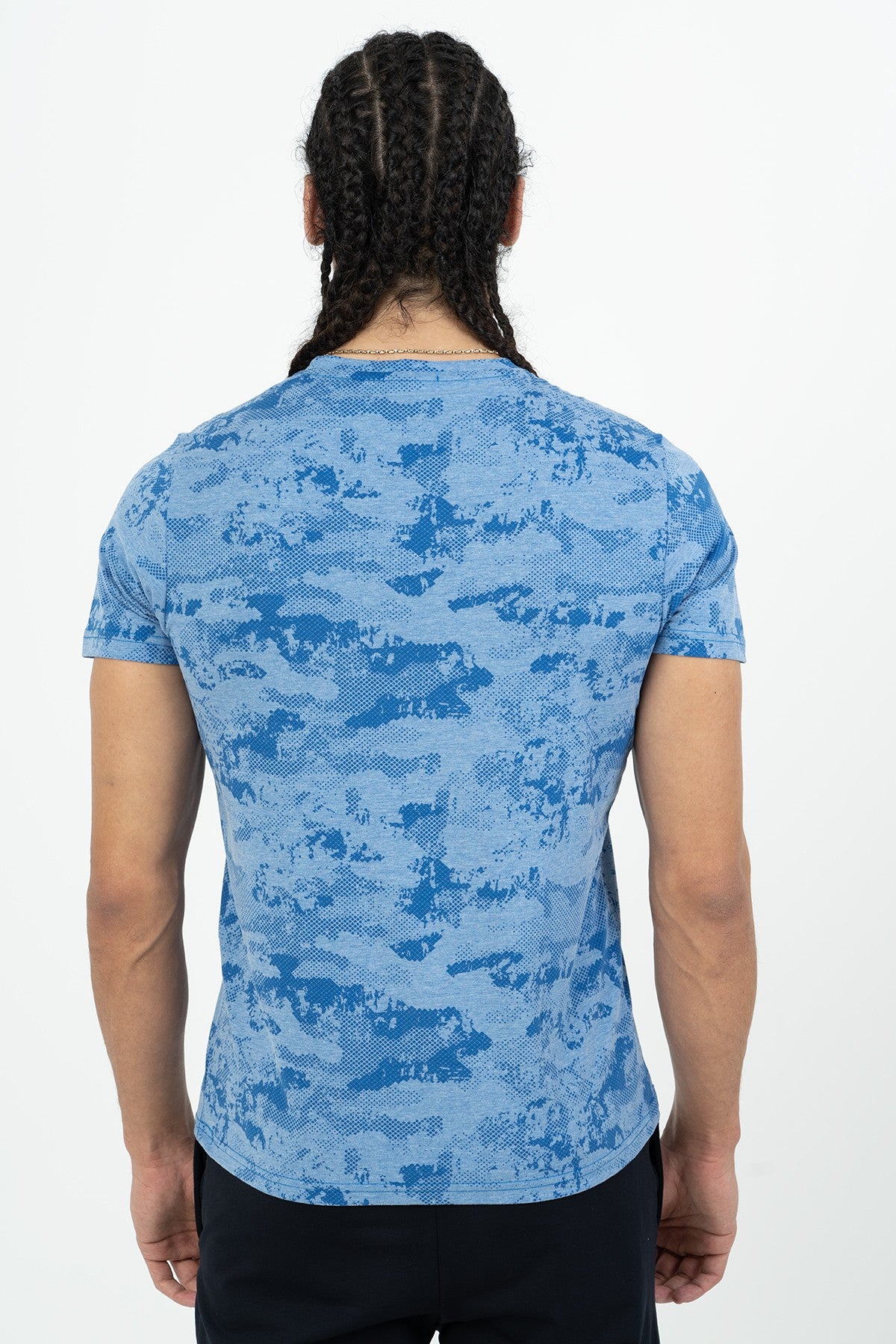 Regular Erkek Bisiklet Yaka Açık Mavi T-shirt