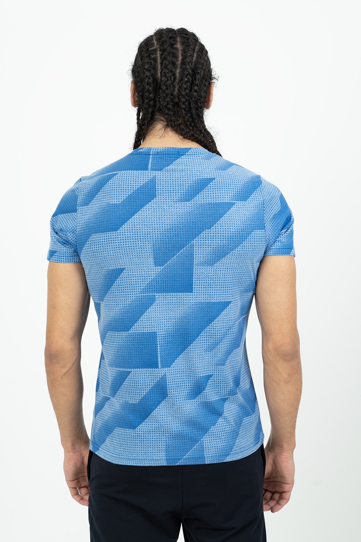 Regular Erkek Bisiklet Yaka Saks Mavi T-shirt