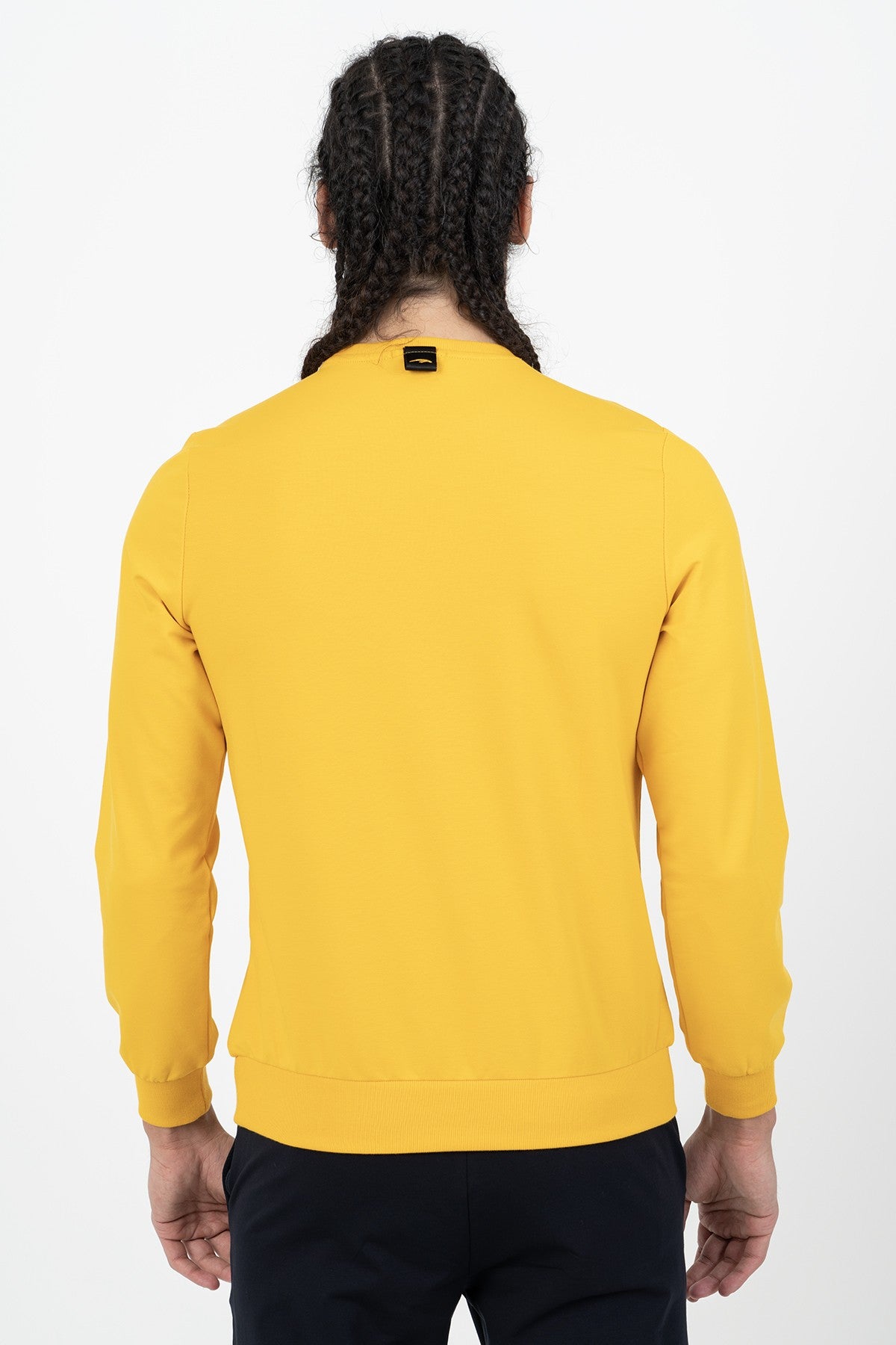 Regular Erkek Bisiklet Yaka Sarı Sweatshirt