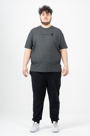 Büyük Beden Erkek Bisiklet Yaka Siyah T-shirt