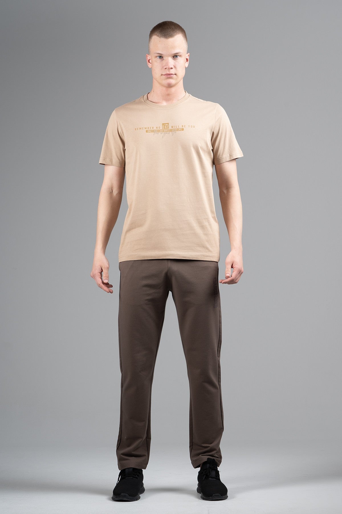 Comfort Erkek Bisiklet Yaka Bej T-shirt