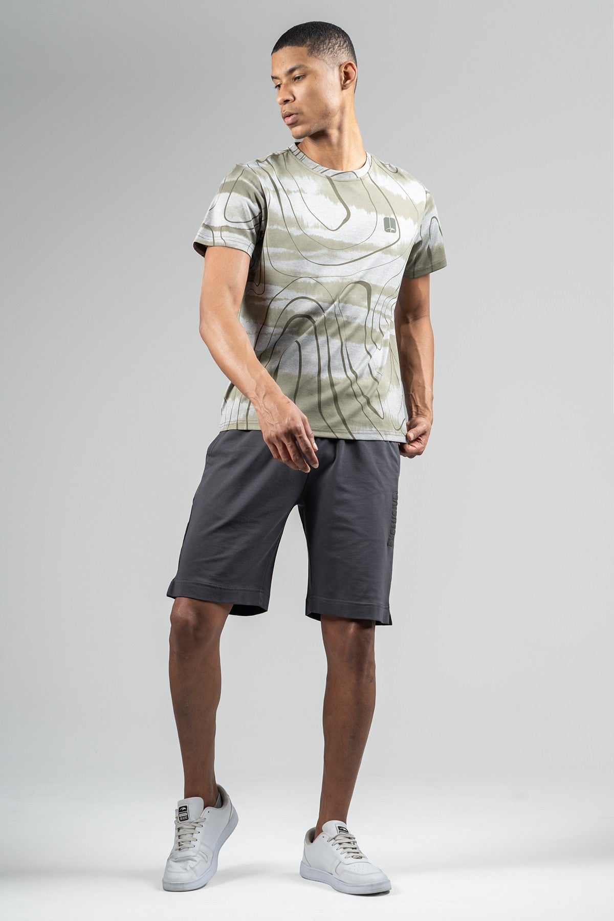 Regular Erkek Bisiklet Yaka Haki T-shirt