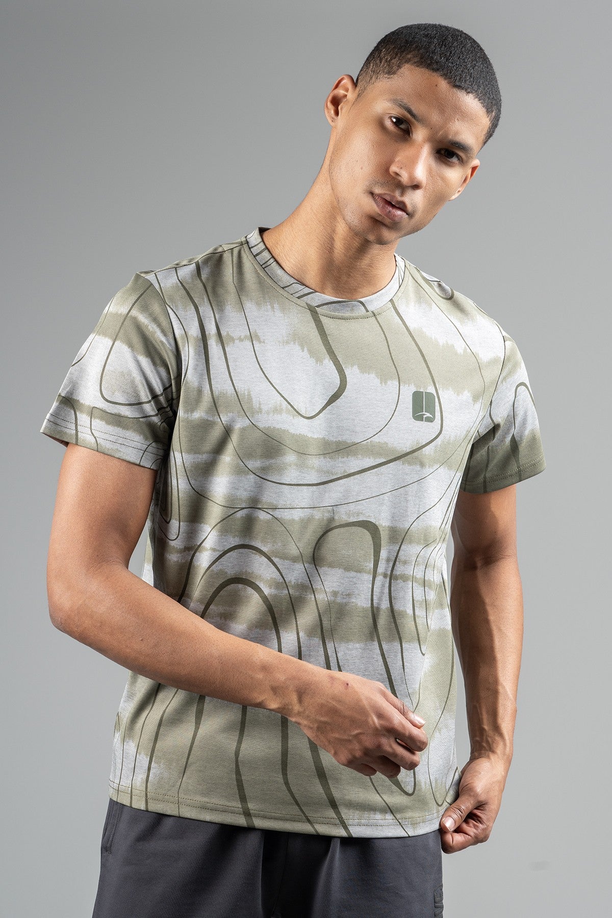 Regular Erkek Bisiklet Yaka Haki T-shirt