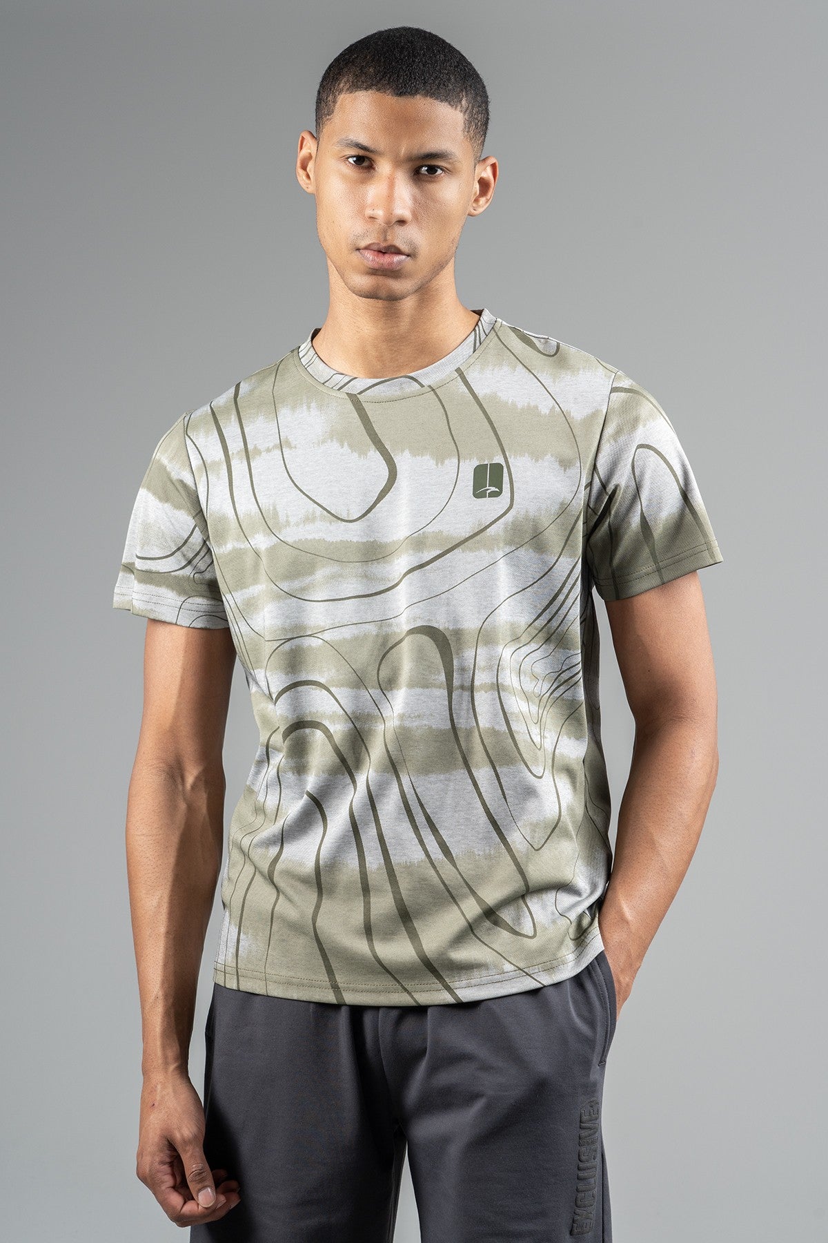 Regular Erkek Bisiklet Yaka Haki T-shirt