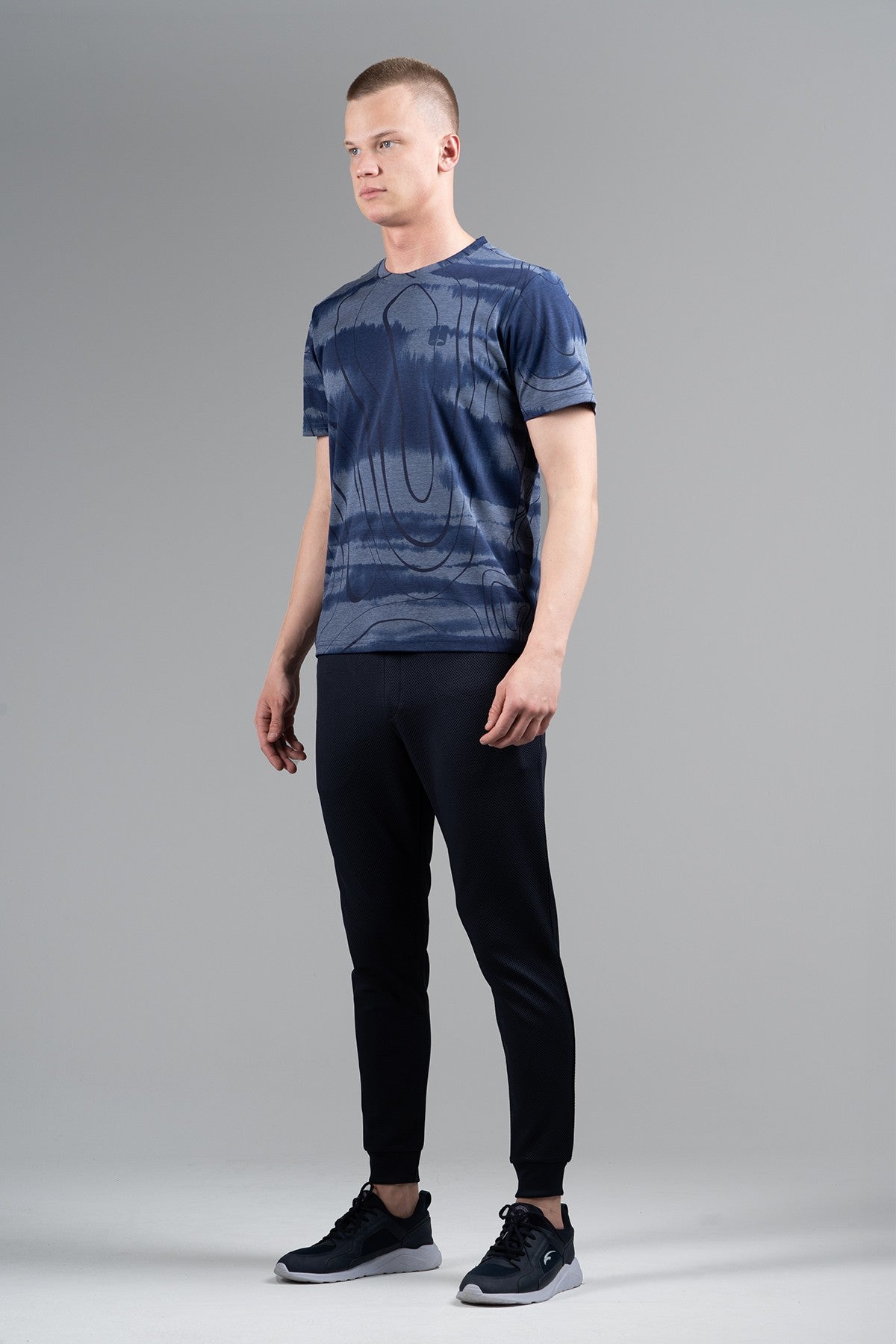 Regular Erkek Bisiklet Yaka Lacivert T-shirt