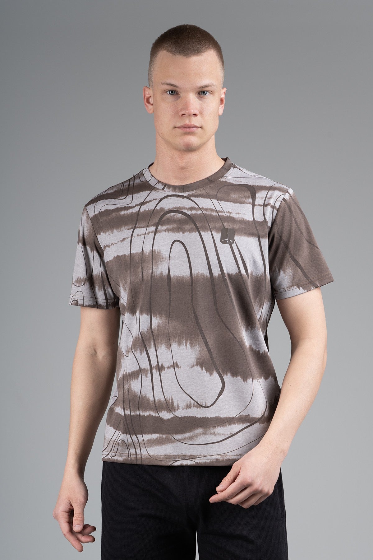 Regular Erkek Bisiklet Yaka Kahverengi T-shirt