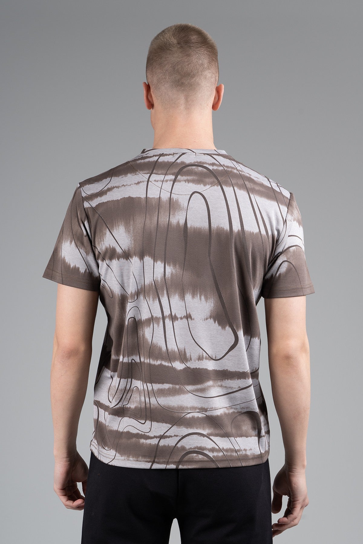 Regular Erkek Bisiklet Yaka Kahverengi T-shirt