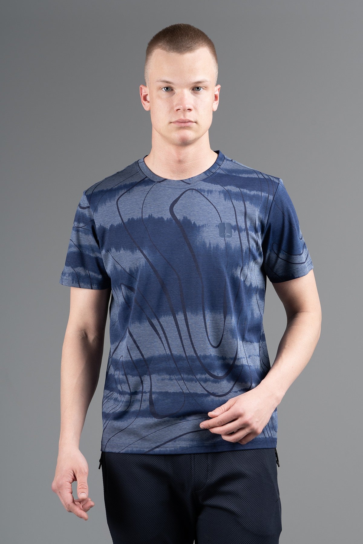 Regular Erkek Bisiklet Yaka Lacivert T-shirt