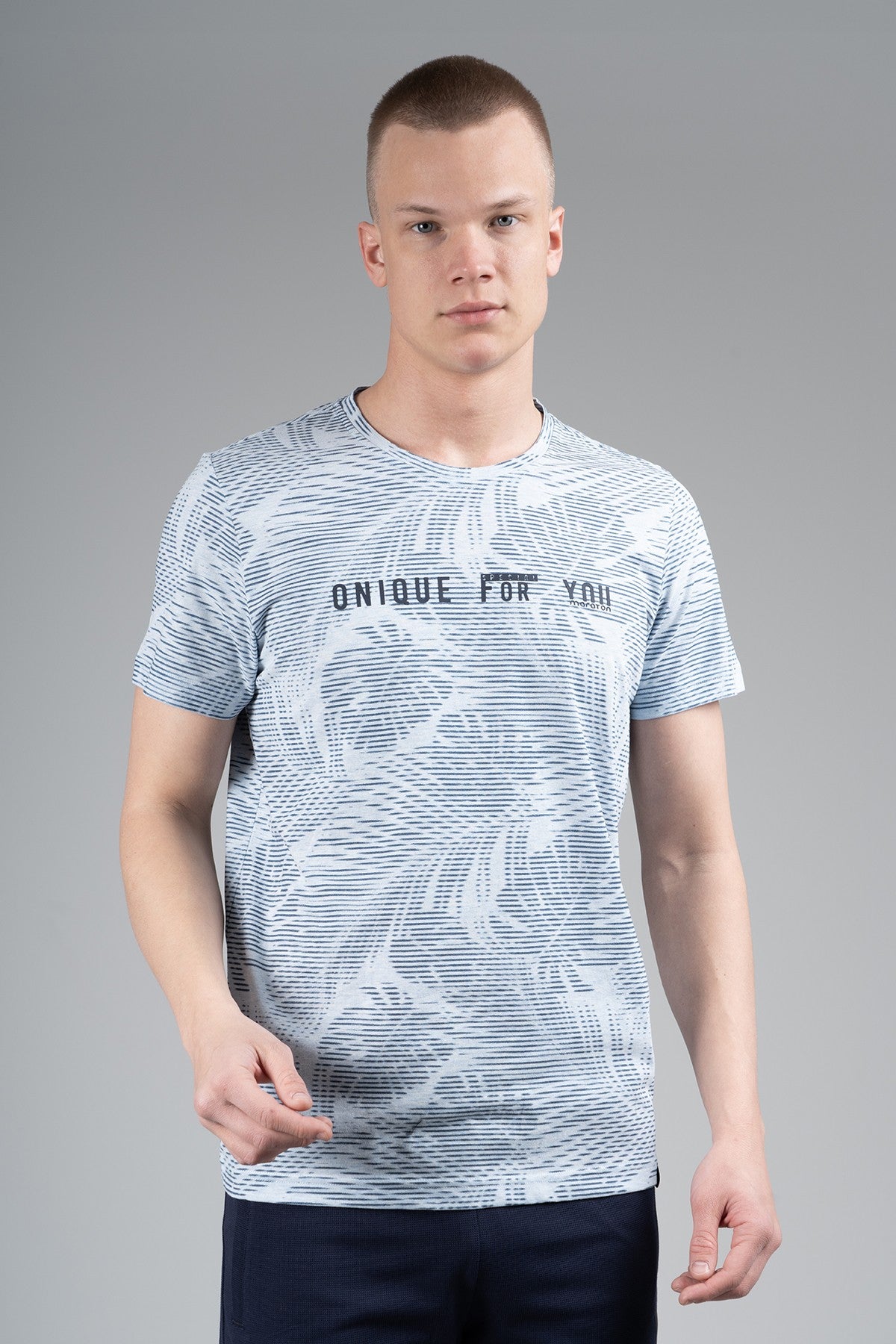 Regular Erkek Bisiklet Yaka Mavimelanj T-shirt