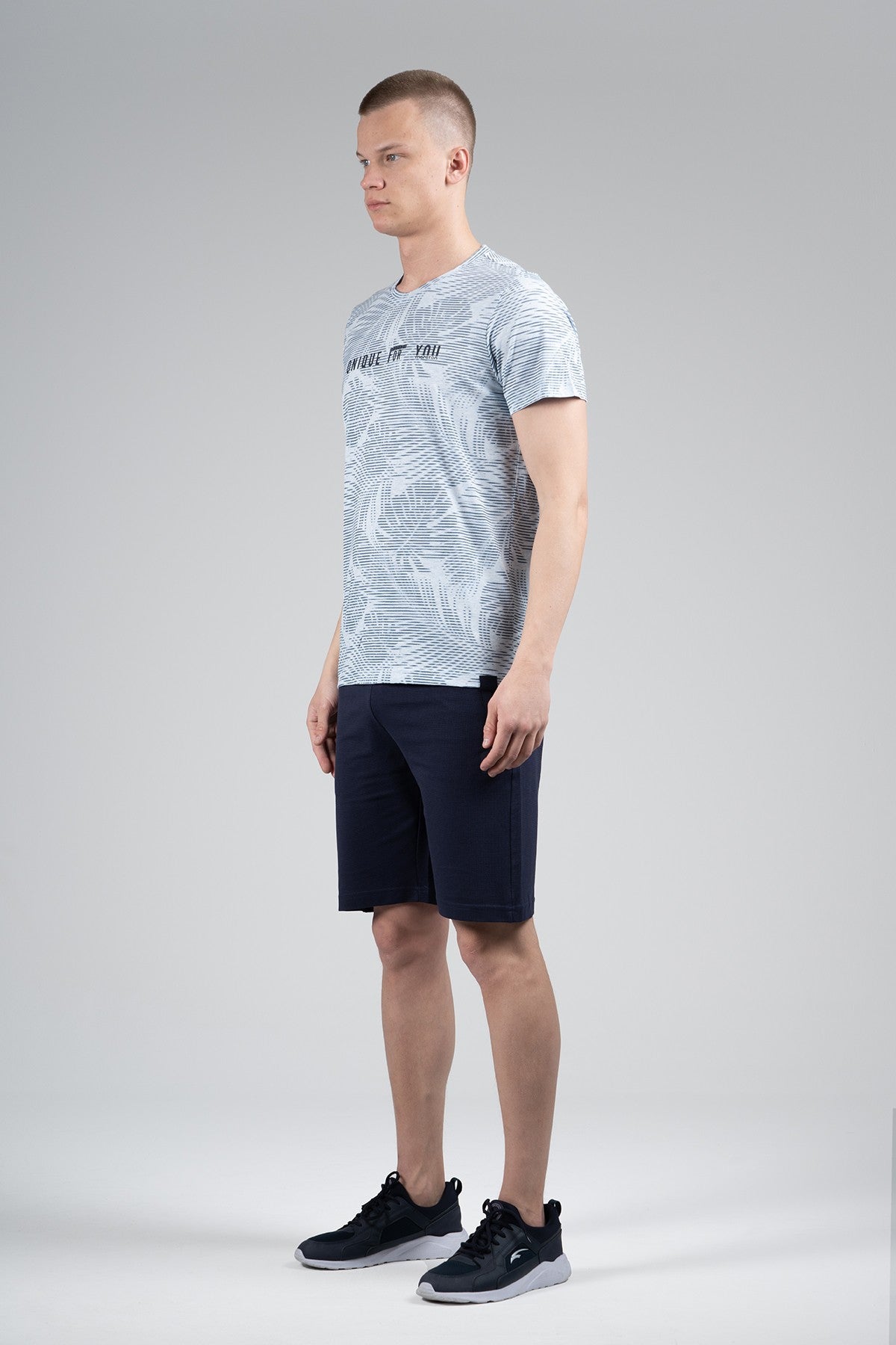 Regular Erkek Bisiklet Yaka Mavimelanj T-shirt