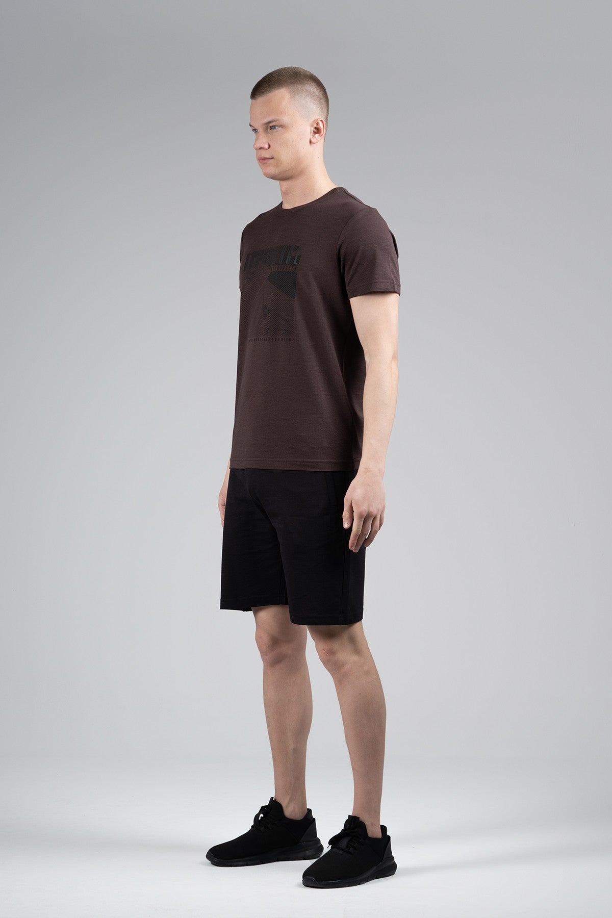 Regular Erkek Bisiklet Yaka Kahverengi T-shirt