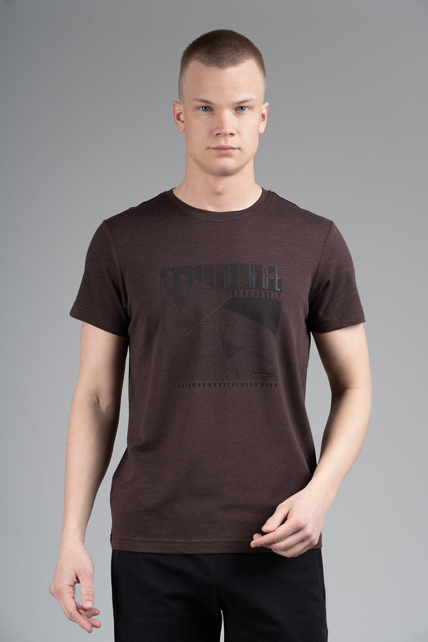 Regular Erkek Bisiklet Yaka Kahverengi T-shirt