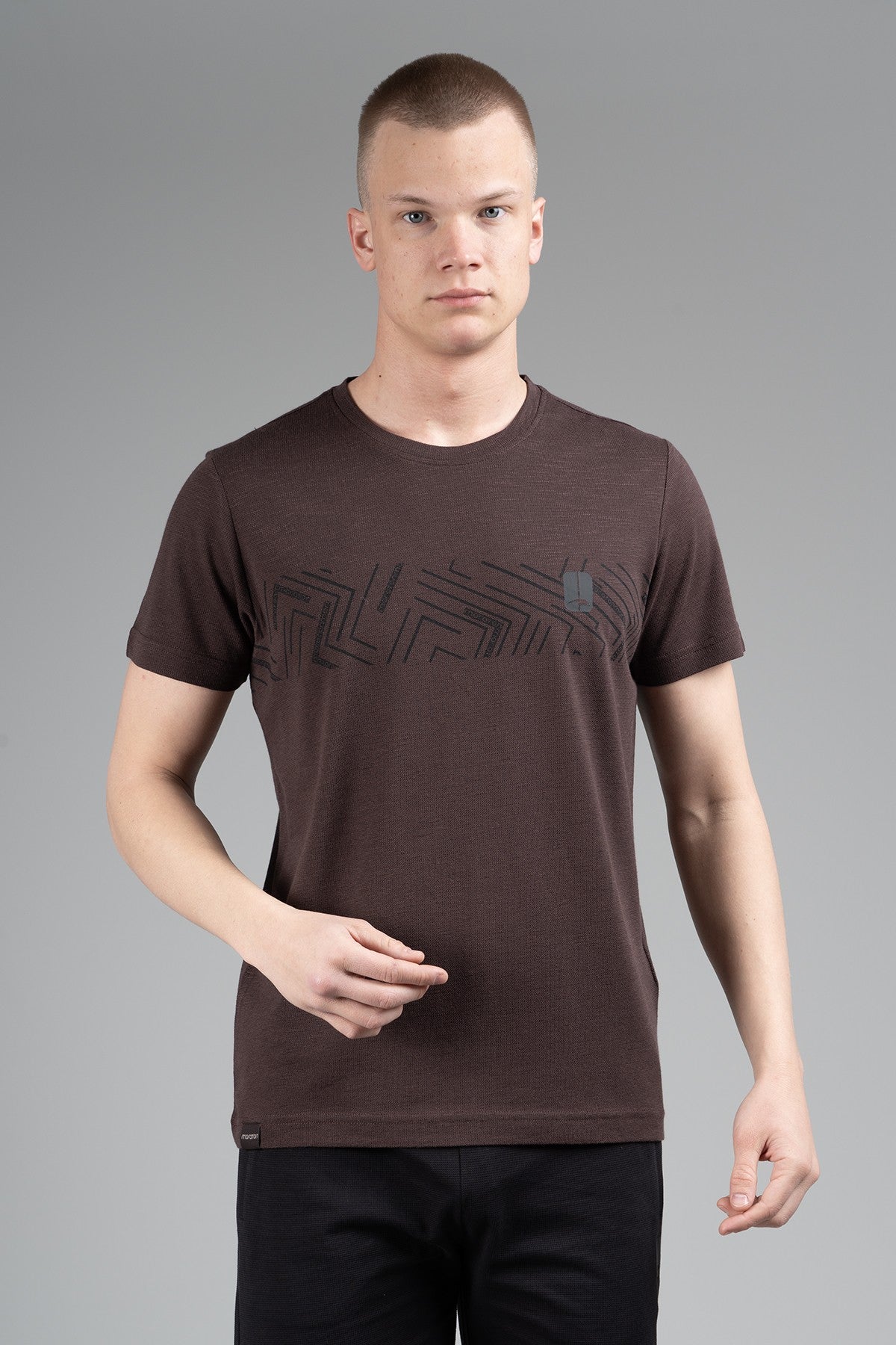 Regular Erkek Bisiklet Yaka Kahverengi T-shirt