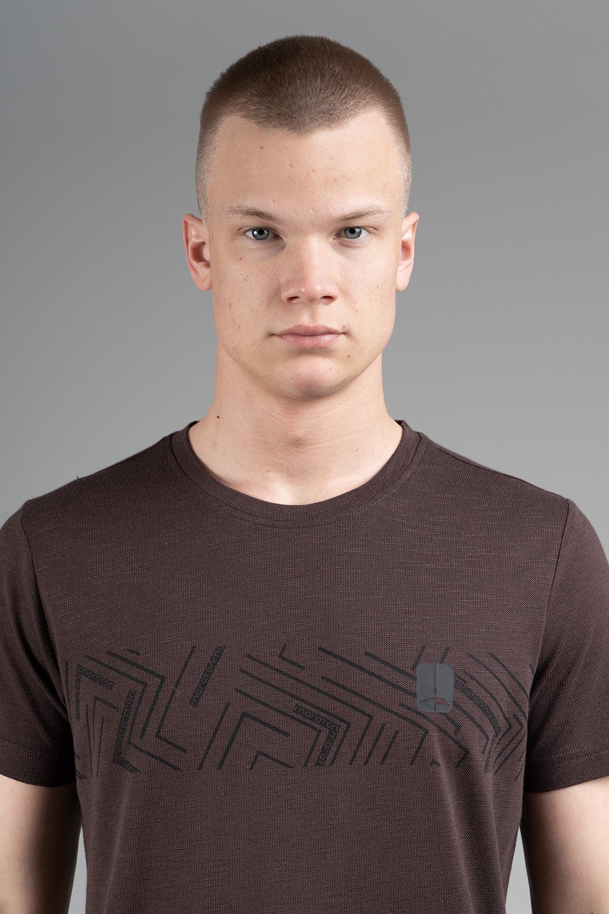 Regular Erkek Bisiklet Yaka Kahverengi T-shirt