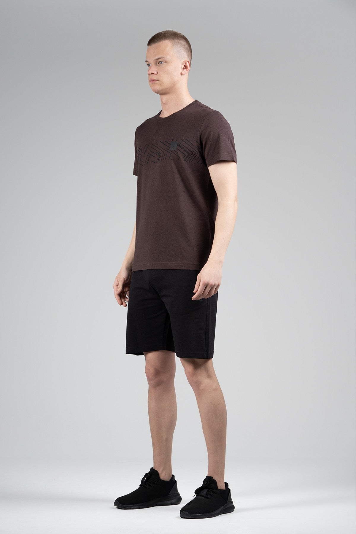 Regular Erkek Bisiklet Yaka Kahverengi T-shirt