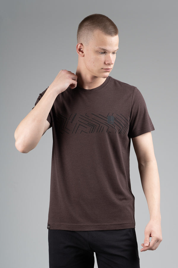 Regular Erkek Bisiklet Yaka Kahverengi T-shirt