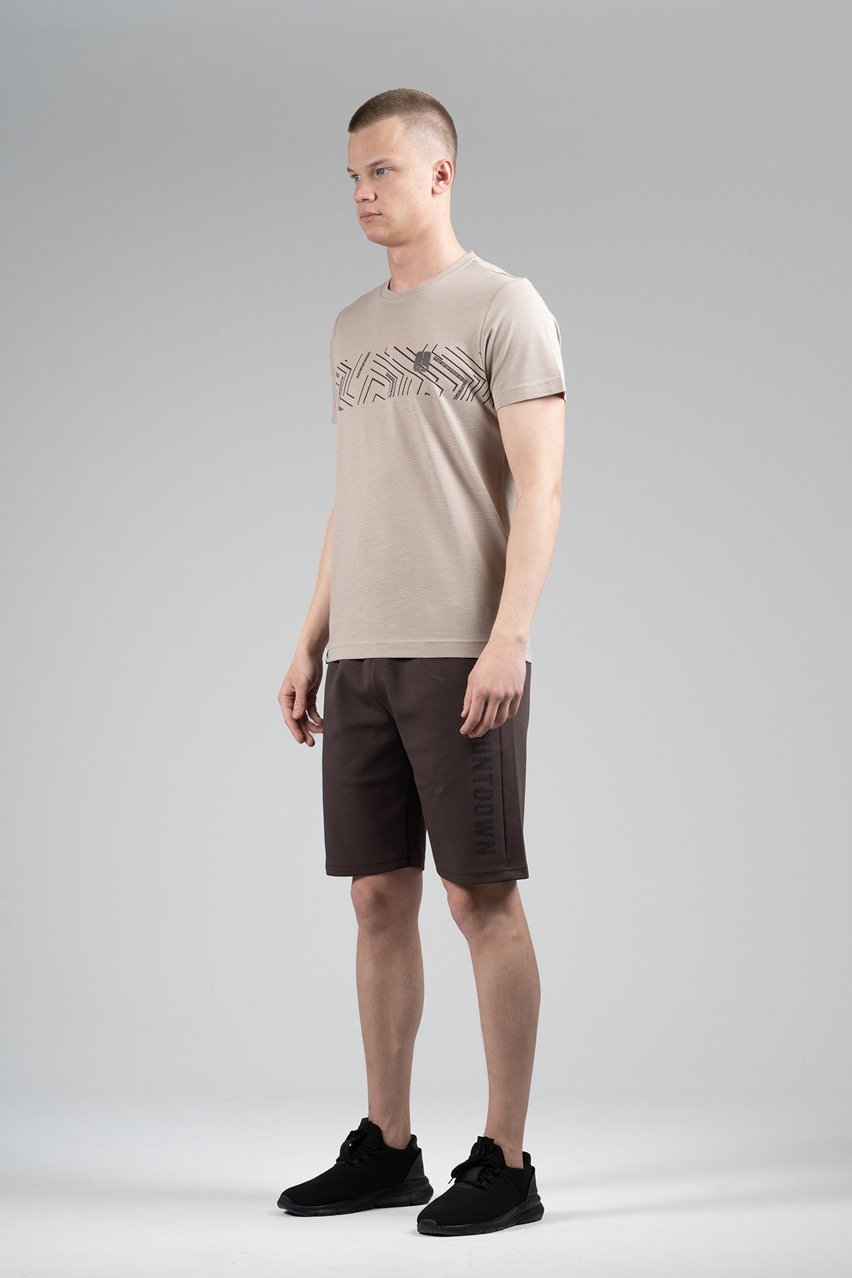 Regular Erkek Bisiklet Yaka Bej T-shirt