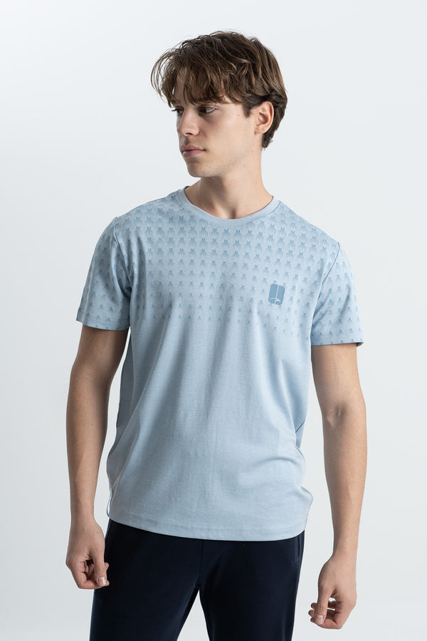 Regular Erkek Bisiklet Yaka Açık Mavi T-shirt
