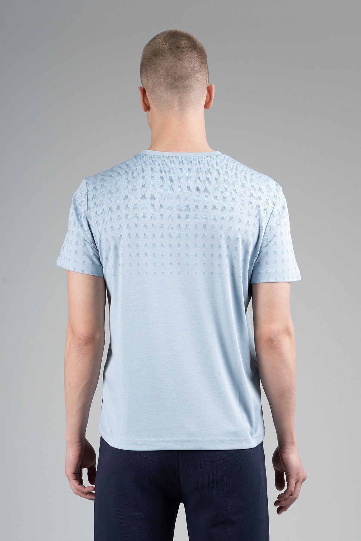 Regular Erkek Bisiklet Yaka Açık Mavi T-shirt