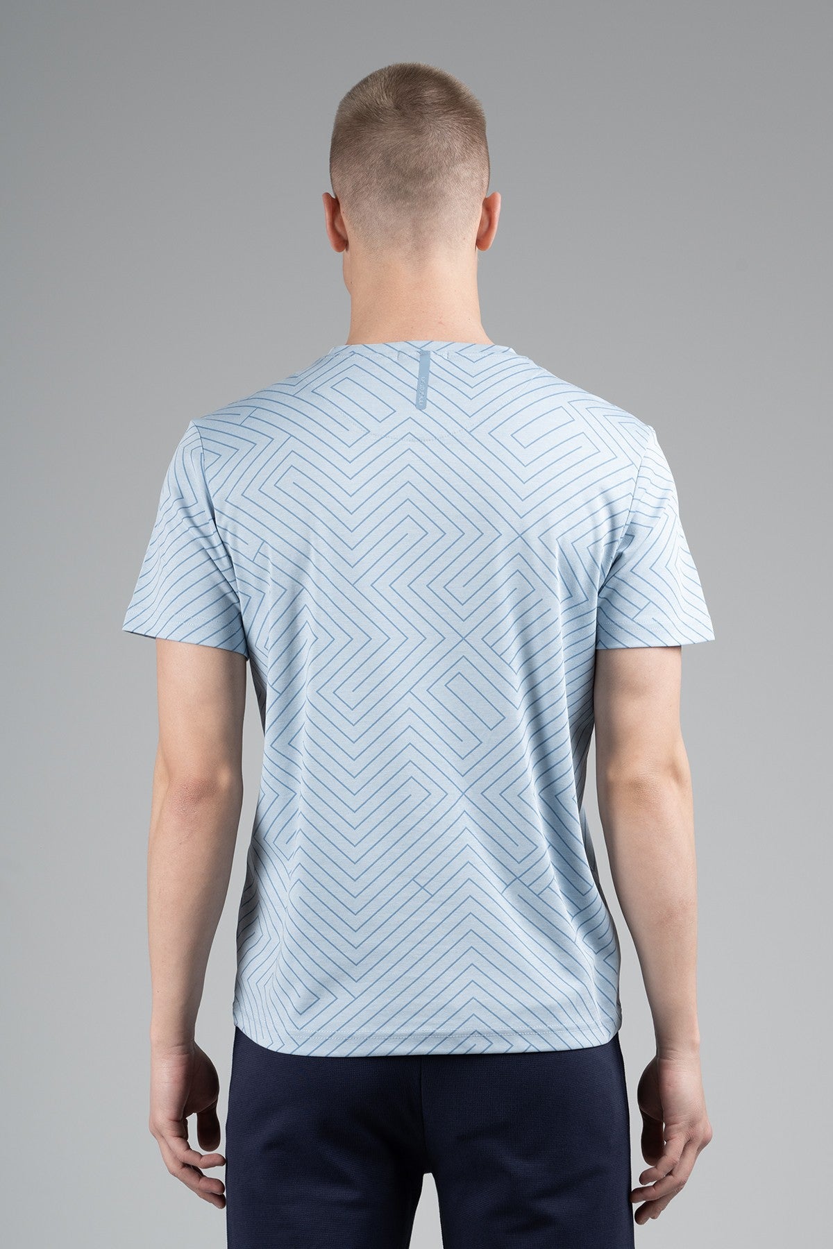 Regular Erkek Bisiklet Yaka Açık Mavi T-shirt