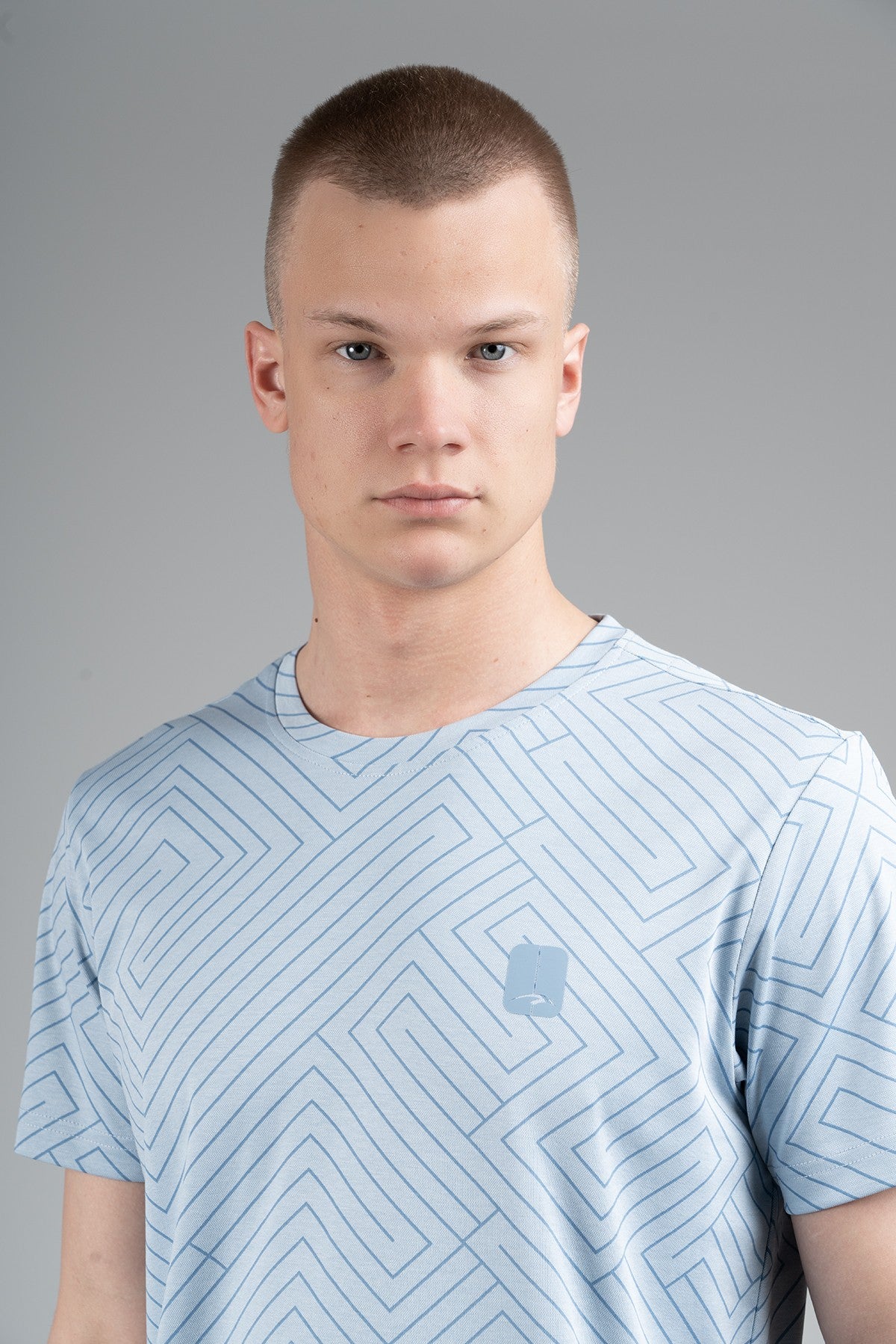 Regular Erkek Bisiklet Yaka Açık Mavi T-shirt