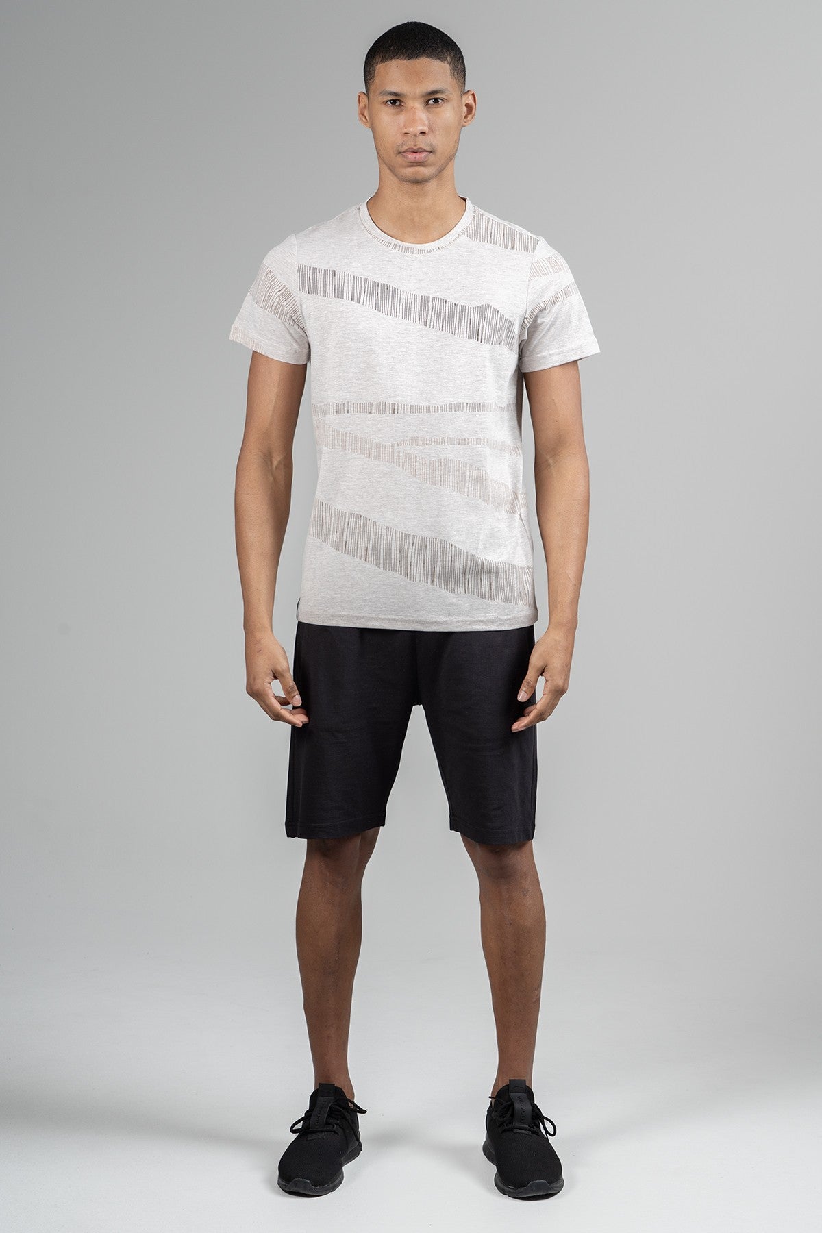 Regular Erkek Bisiklet Yaka Bej T-shirt