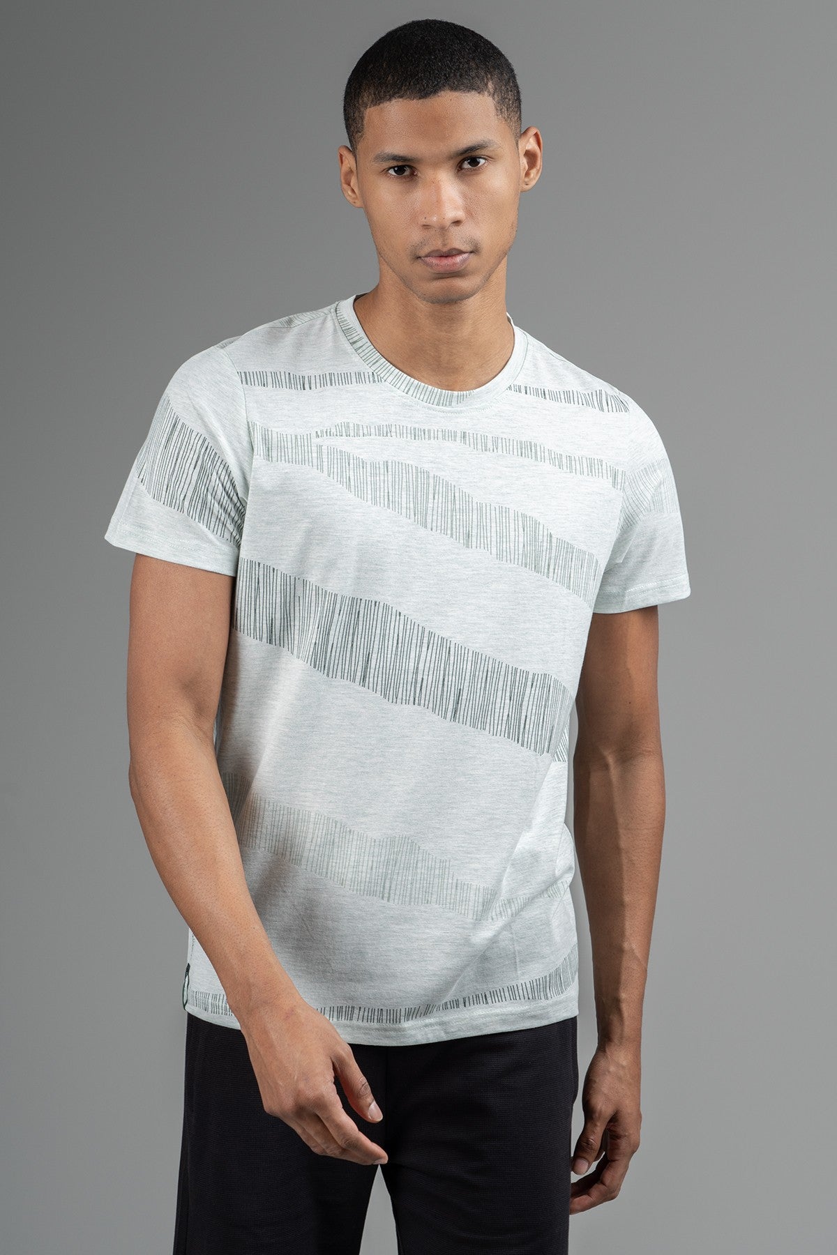 Regular Erkek Bisiklet Yaka Yeşilmelanj T-shirt