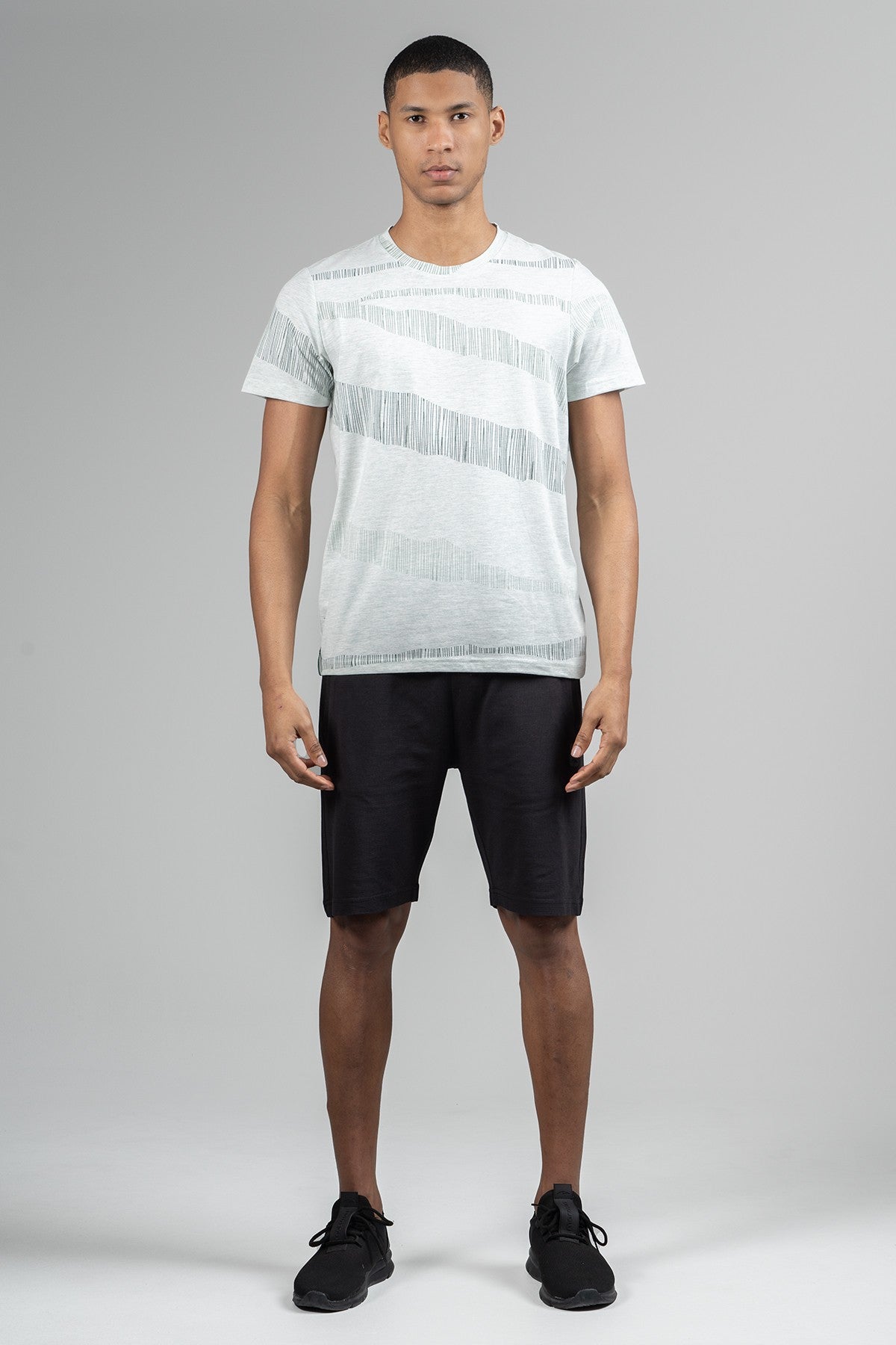 Regular Erkek Bisiklet Yaka Yeşilmelanj T-shirt