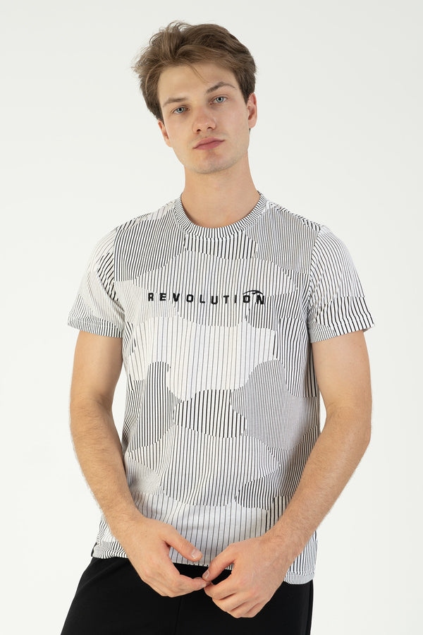 Regular Erkek Bisiklet Yaka Beyaz T-shirt