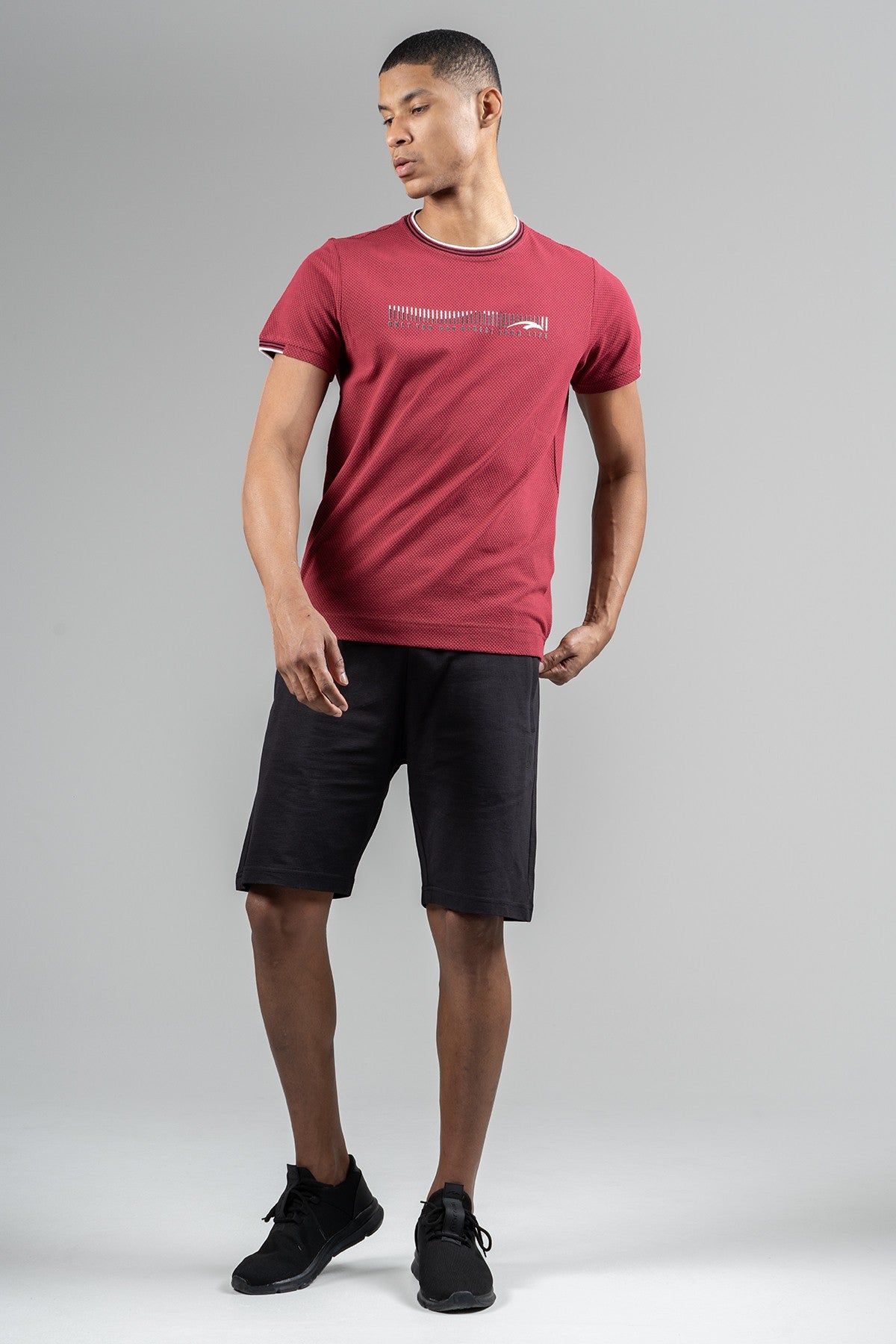 Regular Erkek Bisiklet Yaka Bordo T-shirt