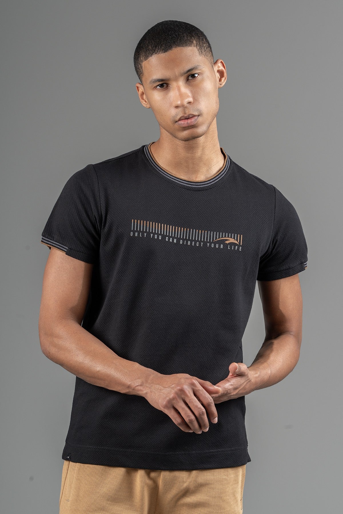 Regular Erkek Bisiklet Yaka Siyah T-shirt