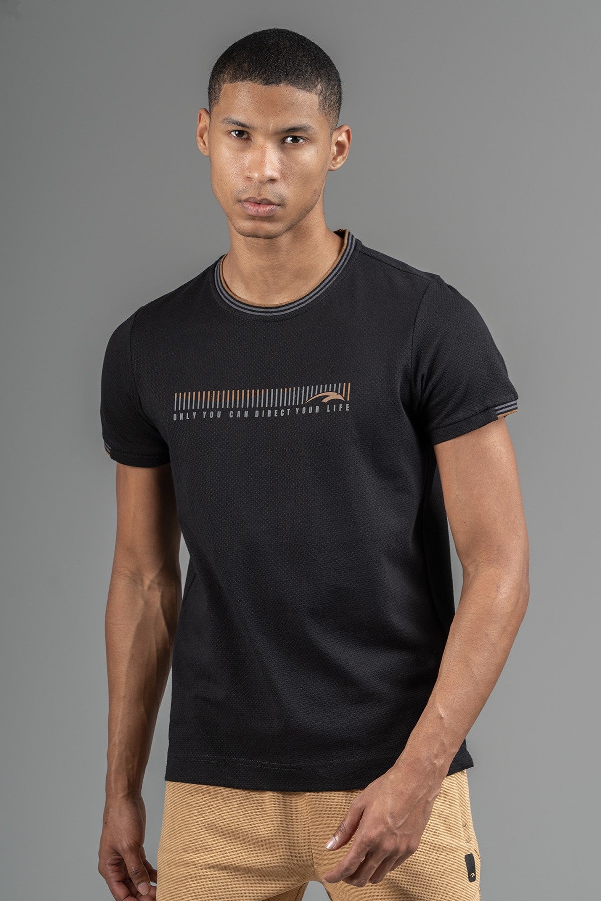Regular Erkek Bisiklet Yaka Siyah T-shirt