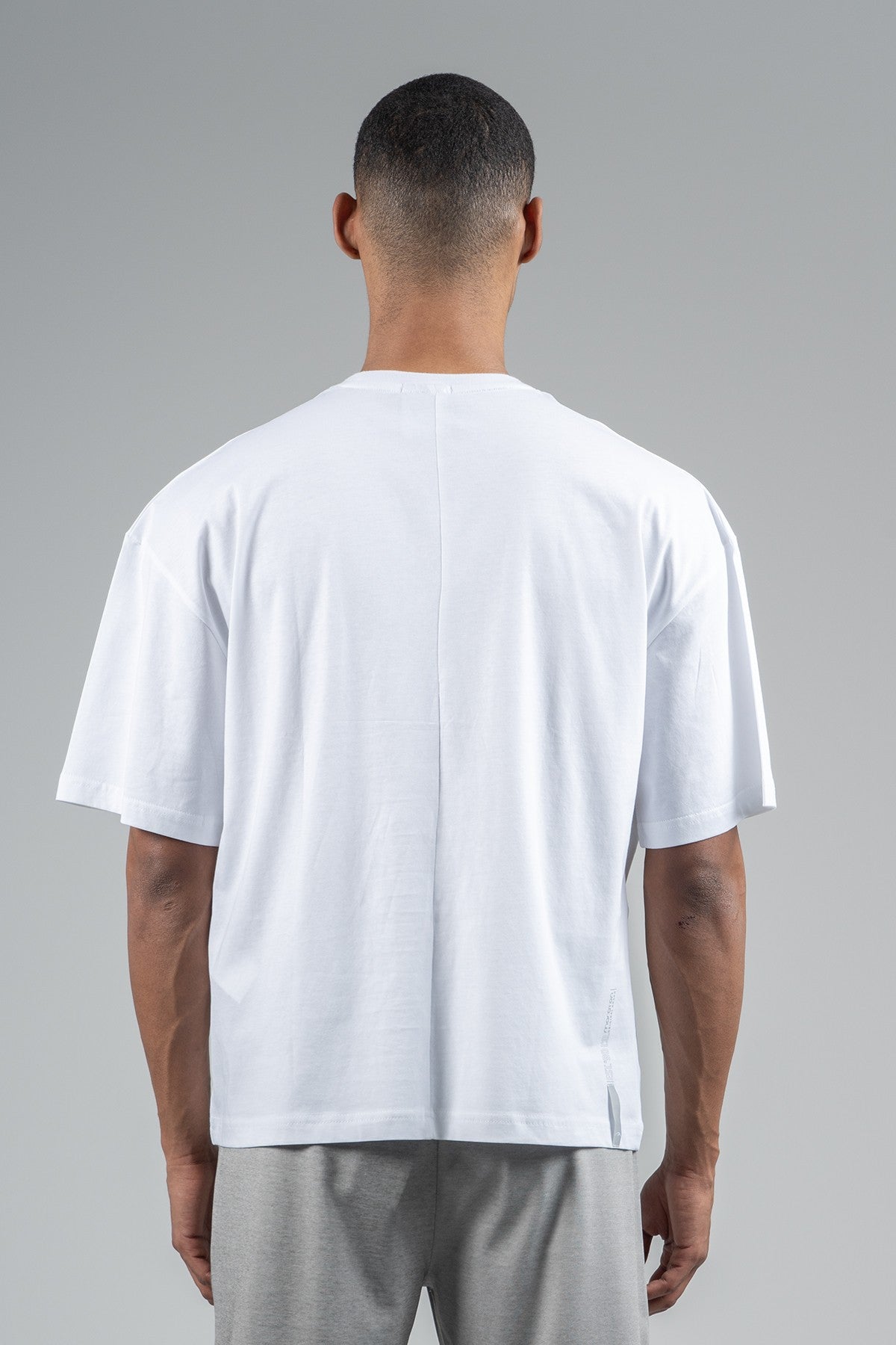 Oversize Erkek Bisiklet Yaka Beyaz T-shirt