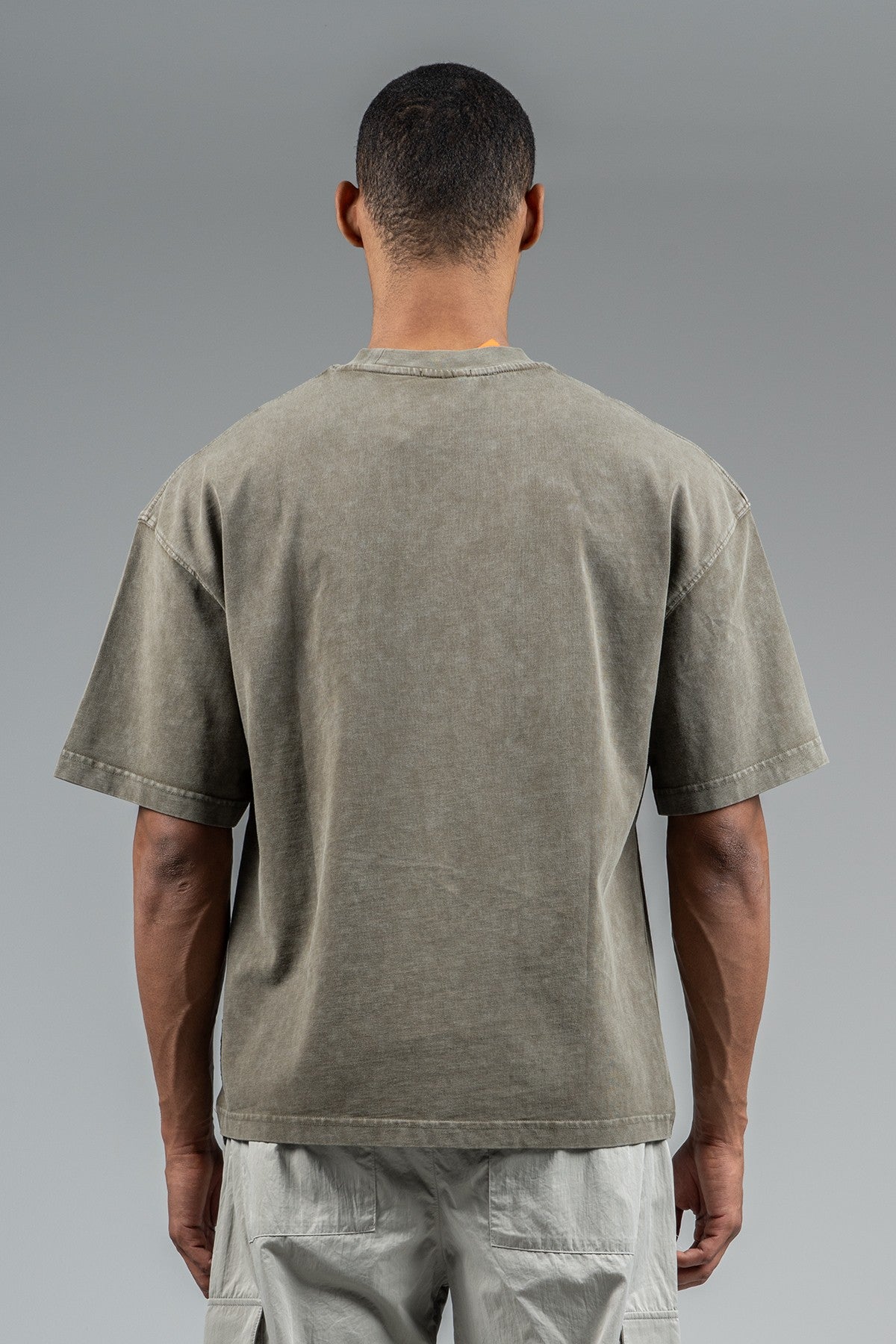 Oversize Erkek Bisiklet Yaka Haki T-shirt
