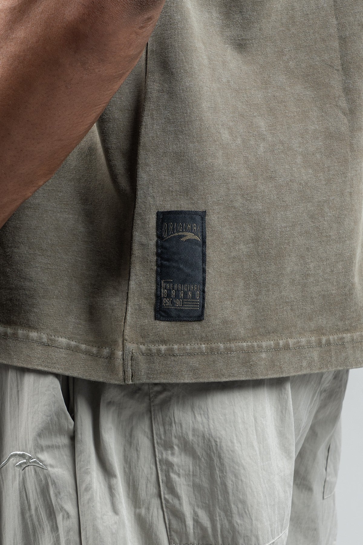 Oversize Erkek Bisiklet Yaka Haki T-shirt