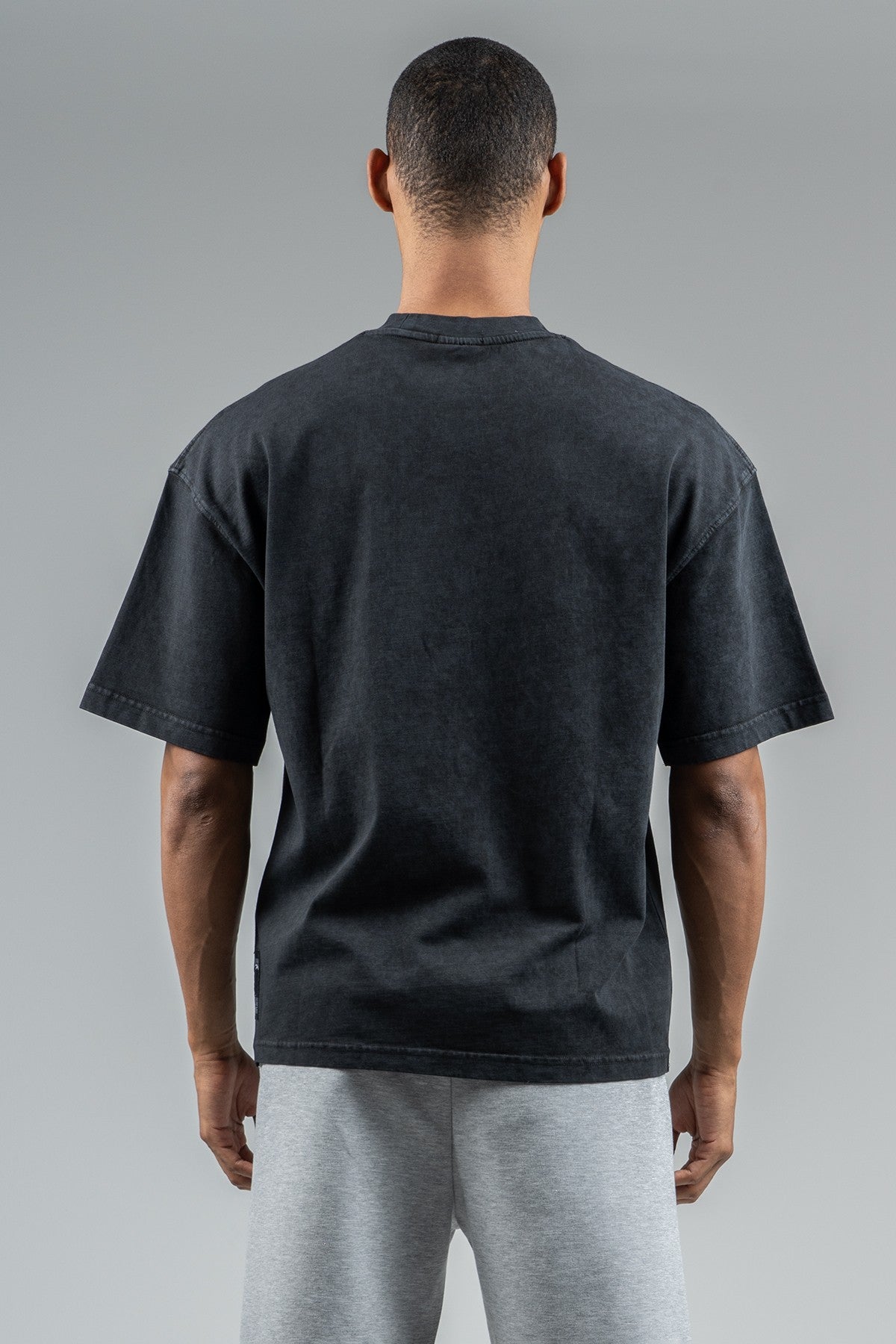 Oversize Erkek Bisiklet Yaka Siyah T-shirt