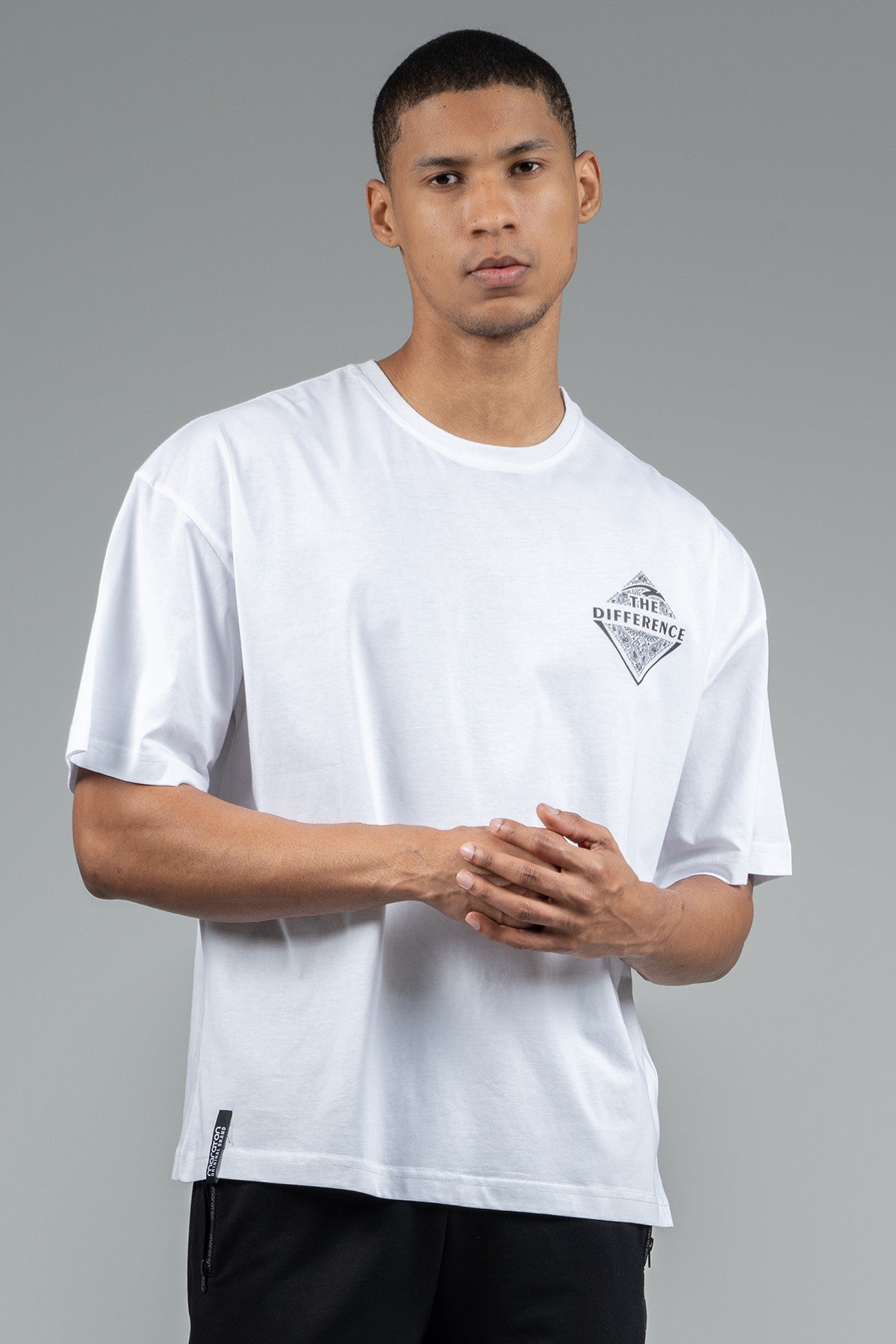 Oversize Erkek Bisiklet Yaka Beyaz T-shirt