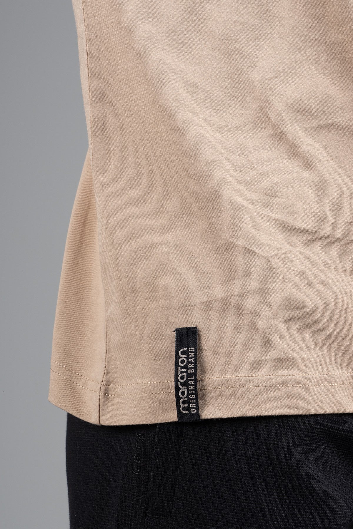 Oversize Erkek Bisiklet Yaka Bej T-shirt