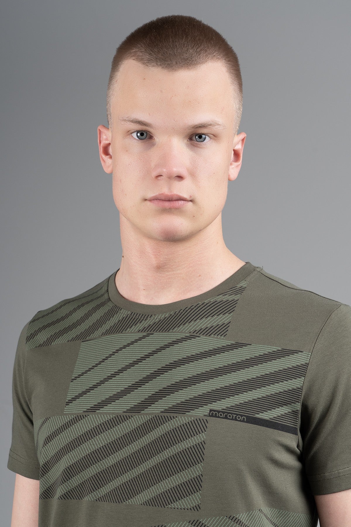 Regular Erkek Bisiklet Yaka Haki T-shirt