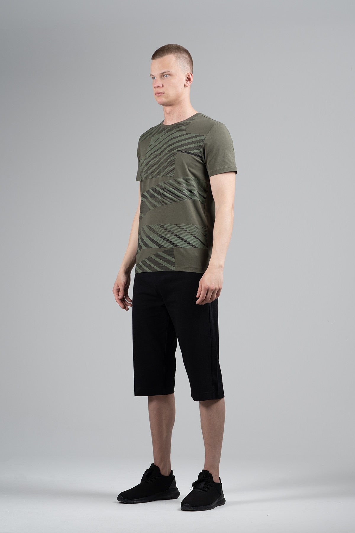 Regular Erkek Bisiklet Yaka Haki T-shirt