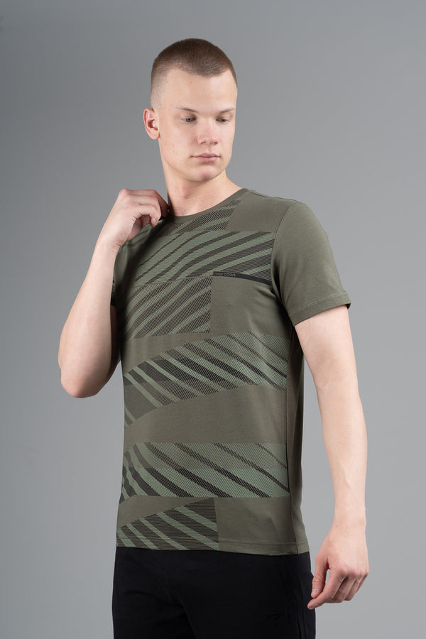 Regular Erkek Bisiklet Yaka Haki T-shirt
