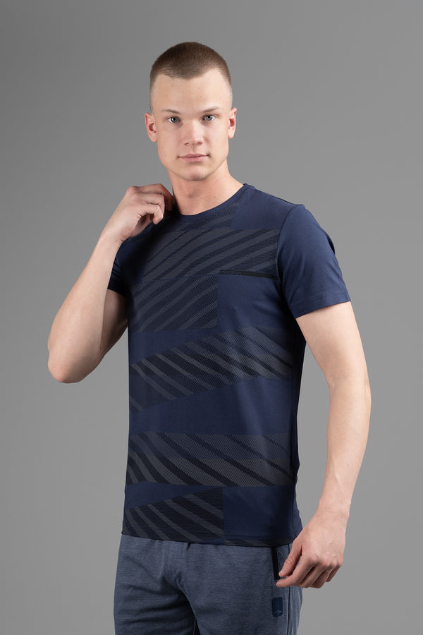Regular Erkek Bisiklet Yaka Lacivert T-shirt