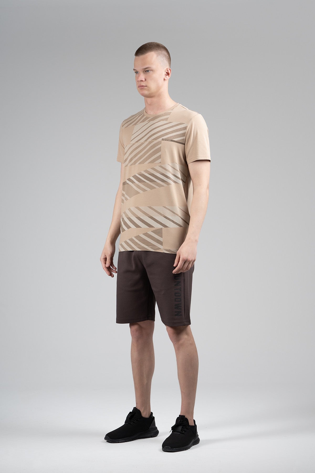 Regular Erkek Bisiklet Yaka Bej T-shirt